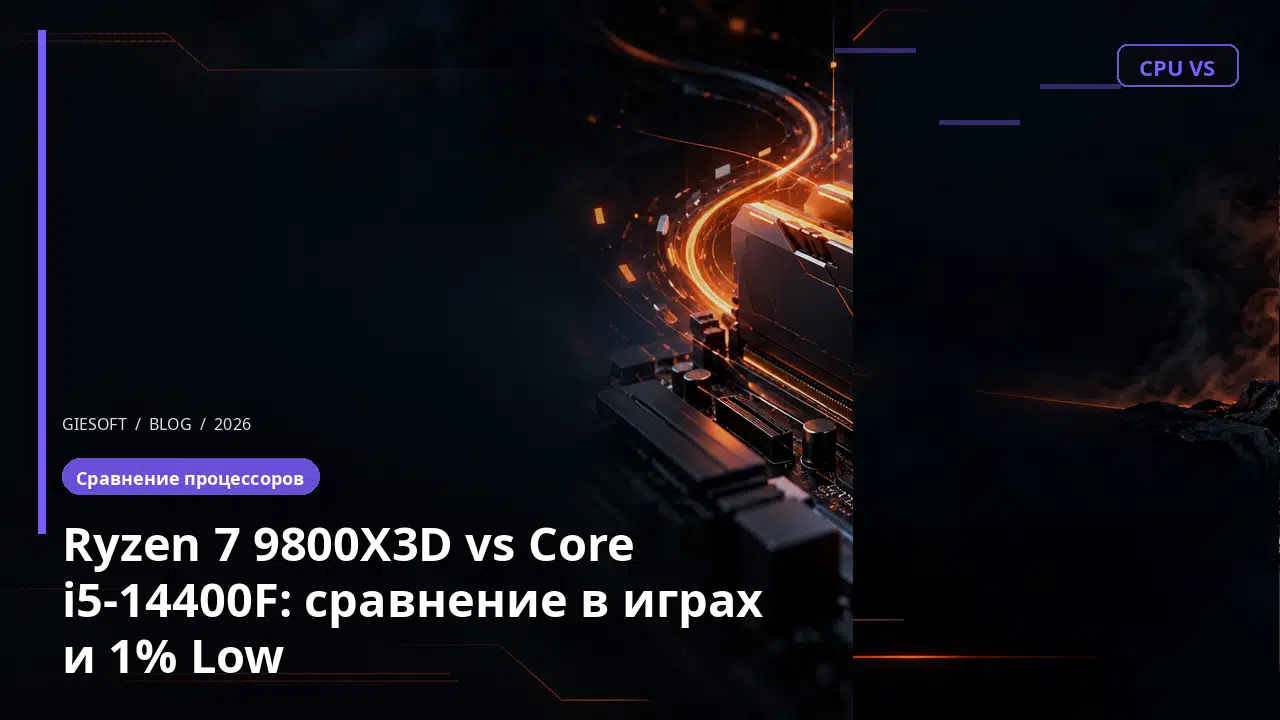 Ryzen 7 9800X3D vs Core i5-14400F: сравнение в играх и 1% Low