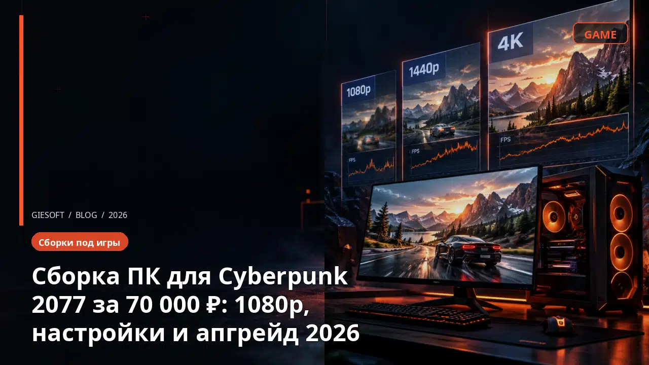 Сборка ПК для Cyberpunk 2077 за 70 000 ₽: 1080p, настройки и апгрейд 2026